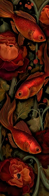 Free printable fish bookmark featuring red school of fish